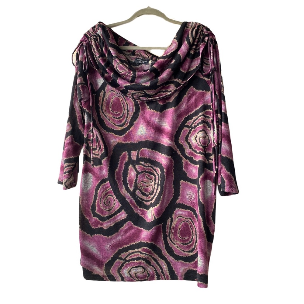 RED CORAL Cowl Neck/Off The Shoulder Tunic Top